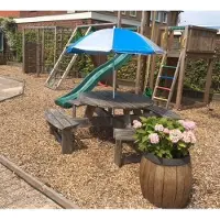 Sunset Parasol met UV bescherming - Blauw/Wit