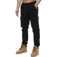 Enzo | Heren Cargo Jogger Jeans - Zwart