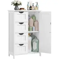 Vasagle Badkamermeubel met 4 lades en 1 kast met verstelbare plank, Wit