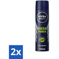 Nivea 2 x - Men - Deodorant - Spray - Fresh Power - 48 Uur Lang Werkend - 150 ml - MEN - Deodorant Spray - Anti-transpirant - 48 Uur Bescherming - Frisheid