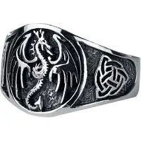 EtNox hard and heavy Ring - Dragon - voor Mannen - zilverkleurig - Maat XL