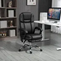 STILVORA Bureaustoel 66 X 67 X 118 126 Cm - Trilmassage Met Verwarming - Kantelbaar 135 Graden Met Voetsteun - Kunstleer - Zwart