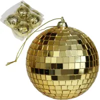 Othmar decorations discobal kerstballen- 12x - goud -8 cm -kunststof- spiegelbol