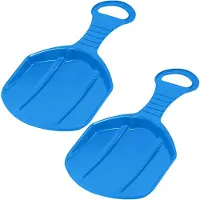 KOTARBAU 2 x Sneeuwschijf, Kunststof, 53x34x3.5 cm, Blauw, Schotel Slee Plastic, met Handgreep, Rodelen, Sneeuwglijder, Slee, Bobsleeën, voor Kinderen en Volwassenen,Lichtgewicht en Stevig