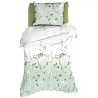 Satin d'or Zizi Dekbedovertrek - Eenpersoons - 140x200/220 cm - Dustygreen