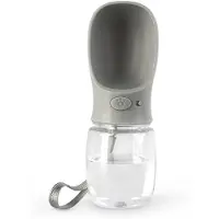 Lionto honden drinkfles, licht, lekvrij & met drukknop, 350 ml grijs
