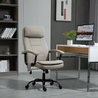 OKWISH Bureaustoel 63 X 70 X 112 121 Cm - Trilmassage Met USB, In Hoogte Verstelbaar En Schommelfunctie - Voor Thuiswerk En Studie - Polyester - Beige