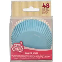 Funcakes Baking Cups - Lichtblauw, Wit - 48 Stuks - Cupcake Vormpjes Papier