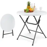 KOMFOTTEU Campingtafel, opvouwbaar, HDPE, ronde picknicktafel met metalen frame, draagvermogen 75 kg, voor tuin, barbecue, party, wit, diameter 81 cm