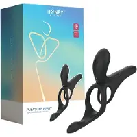 Honey Play Box Pleasure Pivot - App-gestuurde vibrerende penis- en teeltring voor mannen (zwart)