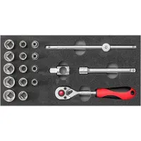 Gedore R22150020 Dopsleutelset 3/8 (10 mm), 1/2 (12.5 mm) 18-delig