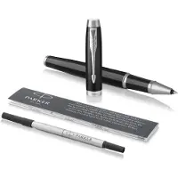 Parker IM rollerballpen | Zwart lak met chromen afwerking | Fijne penpunt | Zwarte inkt | geschenkverpakking