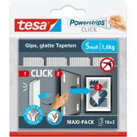 TESA Powerstrips CLICK Small 16x 2 stuks (l x b) 60 mm x 20 mm Inhoud: 16 paar