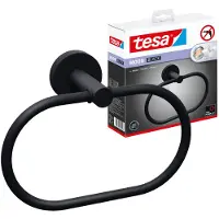 TESA Handdoekhouders + handdoekhaken, MOON ZWARTE handdoekring incl. lijmoplossing zonder boren