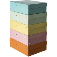 Falken Archiefdoos PURE Box Pastel A4, voor maximaal 1250 vel, met etiketveld, L 320 x B 240 x vulhoogte 100 mm, FSC karton, geassorteerde kleuren, 5 stuks