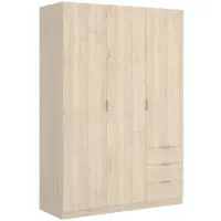 Dmora Astru - Kledingkast 3 Deuren, 121x52 cm, Bruin Eiken, 3 Planken