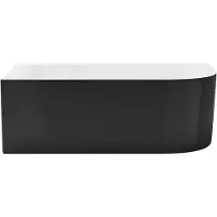 Vente-unique Hoekbad - 150 x 75 x 58 cm - Glanzend zwart - Linkerhoek - 201 L - ANIKA