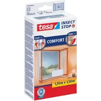 TESA INSECT STOP H&L Fly Screen Premium for Windows - hor met sterke klittenband, verwijderbaar zonder resten, op maat snijden - 130 x 150 cm - wit (lichte privacy)