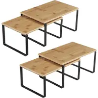 Songmics Uitbreidbaar kruidenrek set van 4, Inktzwart + natuurlijk beige / 19,5 x 29,7 x 15,5 cm