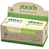 Stick´n gerecycleerde memoblokken 76 x 76 mm 4x assorti pastel (12 stuks)