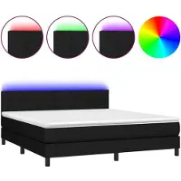 vidaXL Boxspring met matras en LED stof zwart 160x200 cm