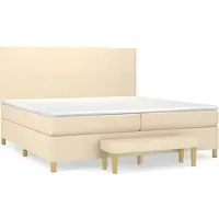vidaXL Boxspring met matras stof crèmekleurig 200x200 cm