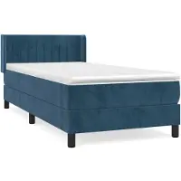 vidaXL Boxspring met matras fluweel donkerblauw 90x200 cm