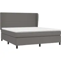vidaXL Boxspring met matras kunstleer grijs 160x200 cm