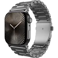 Cazy horlogebandje geschikt voor Apple Watch Bandje (Titanium) - Smartwatchbandjes (+Horloge inkortset) - Universeel bandje geschikt voor Apple Watch 44/45/46/49 mm - Grijs