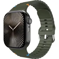 Cazy horlogebandje geschikt voor Apple Watch Bandje (ActiveFlex) - Smartwatchbandjes - Universeel bandje geschikt voor Apple 44/45/46/49 mm - Khaki