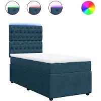 vidaXL Boxspring met matras fluweel blauw 90x190 cm