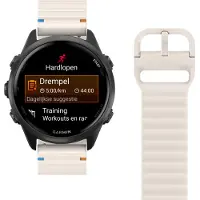 Cazy horlogebandje geschikt voor Garmin Watch Bandje (ActiveFlex) - Smartwatchbandjes - Universeel bandje geschikt voor Garmin Forerunner 55 / 165 / 570 (42mm) - Ivory