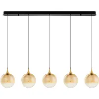 Nova Luce Hanglamp Orenda recht 5-lichts amber glas