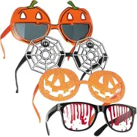 Dressforfun - 4er mix-set kostuum-accessoires halloweenbrillen - zwart / oranje - Verkleedkleding carnaval - Halloween -Verkleden - Feestkleding - Carnavalskleding - Feest - Partykleding