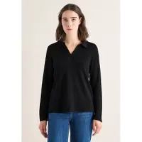 Cecil Dames Poloshirt met gebreide look - Zwart - M
