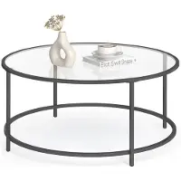 Vasagle Ronde bijzettafel met metalen frame, Zwart