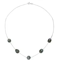 ATELIERS SAINT GERMAIN Halsketting met 5 echte gekweekte Tahitiaanse parels, 7-8 mm omsloten