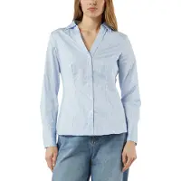 Comma Blouse lichtblauw / wit