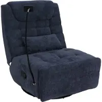 Mendler Relaxfauteuil -P92, tv-fauteuil, draaibaar, kantelfunctie, mobiele telefoonhouder, stof chenille (260 g/m²) ~ blauw