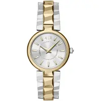 Armani Exchange quartz goud dames horloge met zilverkleurige & roestvrij stalen band