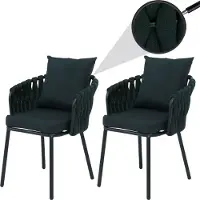 MCW Set van 2 aluminium tuinstoelen -P89, tuinstoel Outdoor stoel, stof/textiel (180 g/m²) touwvlechtwerk Rope ~ groen