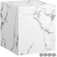TecTake Vierkante Salontafel Lasley - 45 x 45 x 50 cm - Massieve Bijzettafel van MDF in Marmerlook - Wit - Draagkracht 45kg
