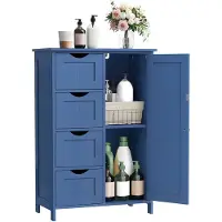 Songmics Badkamerkast – 4 lades en 1 kastje – Verstelbare plank – Havenblauw – 30 x 55 x 82 cm