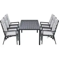 Garden Impressions Kasper tuinset 7-delig - tuintafel 220x93 cm donker grijs