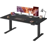 Vasagle In Hoogte Verstelbaar Bureau met Usb Aansluiting, Inkt zwart / 160 x 80 cm