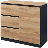 En.casa Commode Kyr met 80x40x75 cm zwart en eikenkleurig []