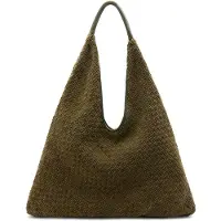 Manfield Khaki gevlochten suède schoudertas | Maat Onesize
