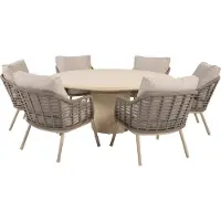 4 Seasons Outdoor Hampton Puglia low dining tuinset 160xH69 cm 7 delig mortex latte Taste 4SO