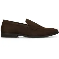 Manfield Donkerbruine suède loafers | Maat 44
