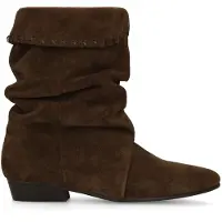 Manfield Donkerbruine suède slouchy enkellaarsjes | Maat 38